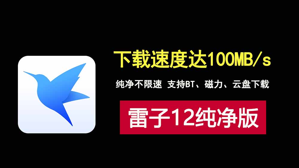 迅雷12便携版，纯净无广不限速，下载速度可达100MB/s，支持BT、磁力、云盘！-科技乐小天