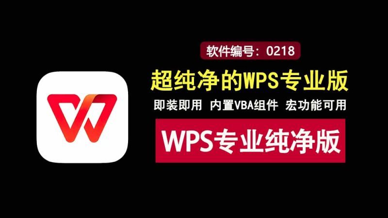 WPS2023专业纯净版：已内置VBA组件，可使用宏功能，无需登录，安装即用！-科技乐小天